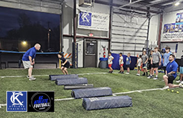 Middle and Outside Linebacker Football Training part of Kansas City Athlete Training's Football Academy focuses on the techniques needed to play a middle and/or outside linebacker position including rush defensive end position. We work every class on an athlete's stance then progress to gap alignment and using hands to strike the offensive player.  This class is highly recommended for any youth or middle school player looking to be successful playing any linebacker position held at the WeTrainKC Sports Performance Kansas City Athlete Training Athletic Facility in Kansas City Missouri.
